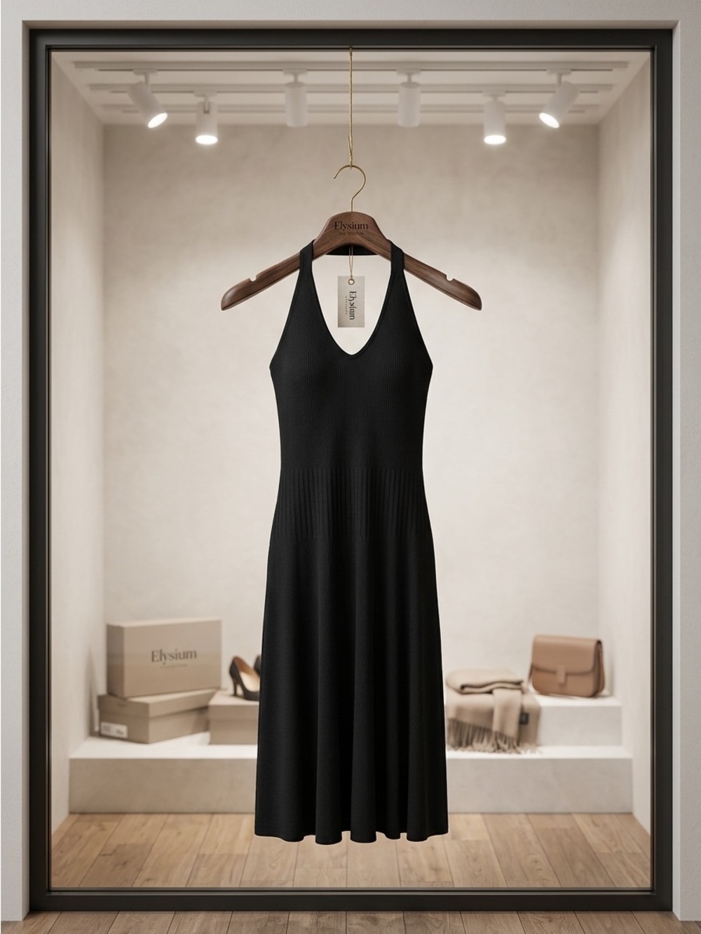 NWOT A New Day V Neck Halter Knit Midi Dress
